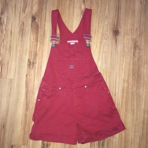 UnionBay red overall shorts